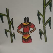 Sunset jingle dress dancer with the corn